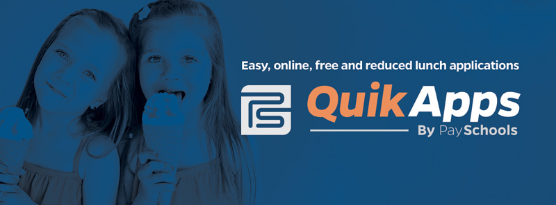 QuikApps by PaySchools poster with two girls eating ice cream